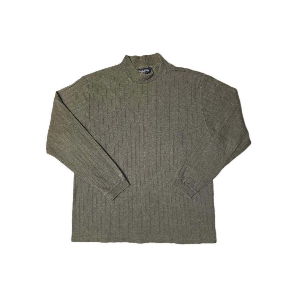 Brooks Brothers Ribbed Mock Neck Olive Green Size L Long Sleeve Sweater